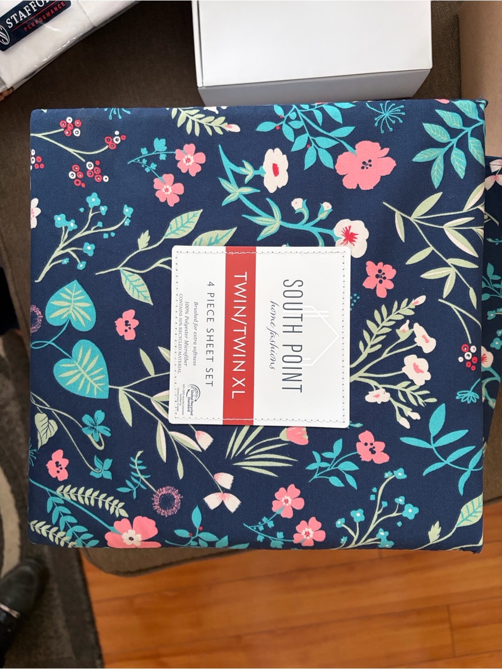 South Point Floral Twin/Twin XL Sheet Set in Navy with Pink & Teal Floral
